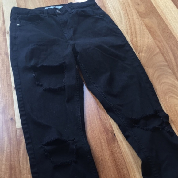Topshop Denim - Topshop moto big hole Jamie jeans black W28 L32